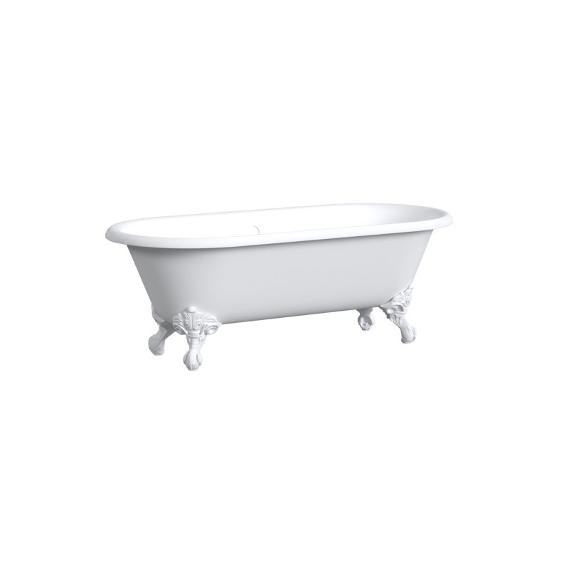 68'' L Soaking Bathtub, White, White Interior with White Exterior