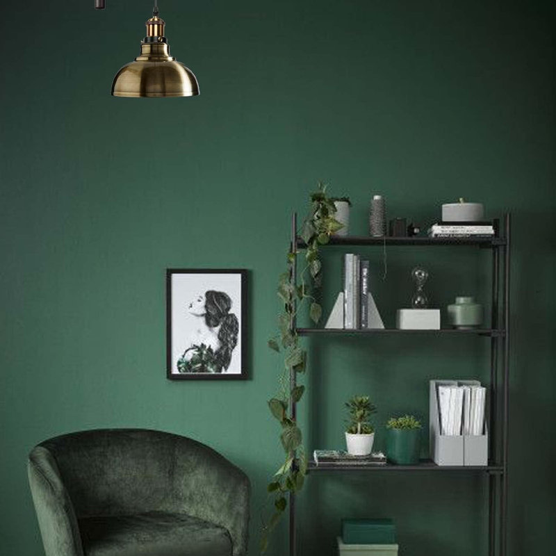 1 - Light Dome Pendant, Green Brass
