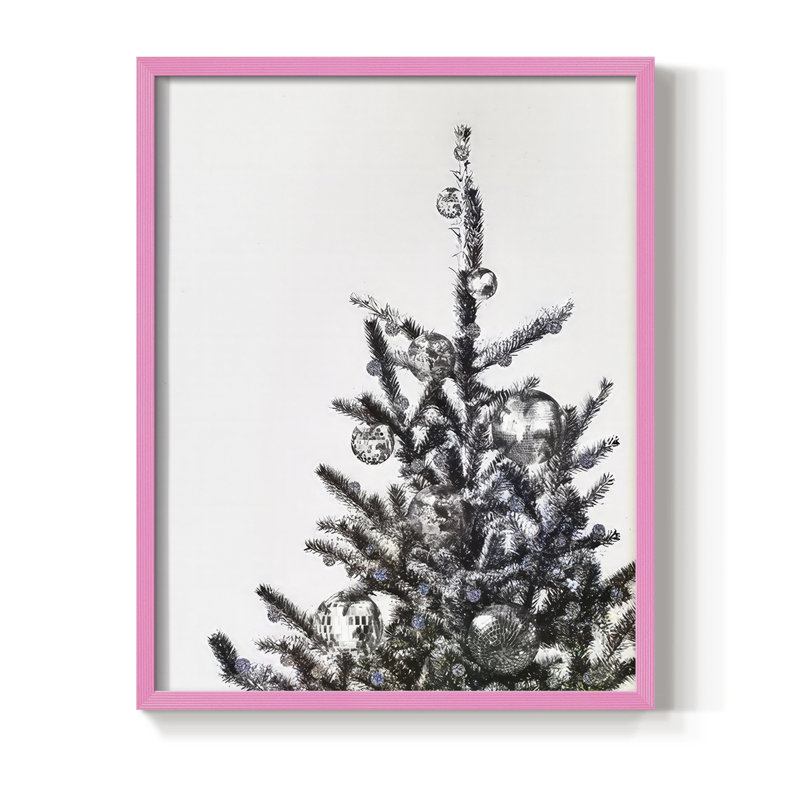 Disco Christmas Tree I, reproduction encadrée - bois massif, Encadré rose
