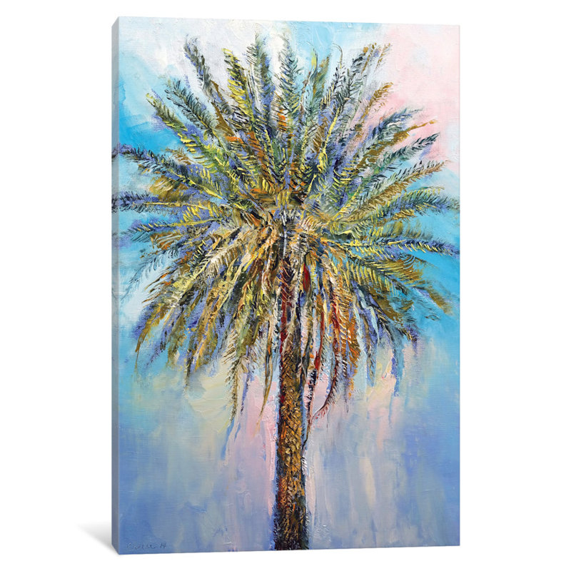 « palm », reproduction d’art sur toile, H 24 po x l 16 po x P 1 po, Papier d'art encadré noir, Blanc
