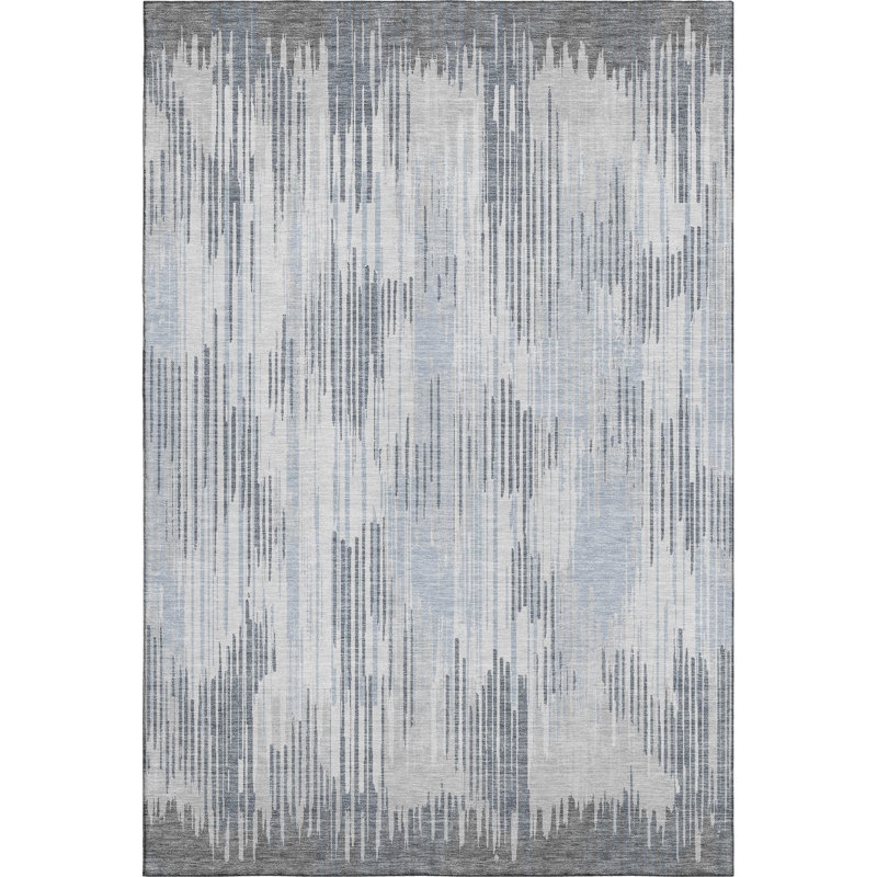 Premium Machine Washable Prisco Gray Rug, Rectangle 3' x 5'