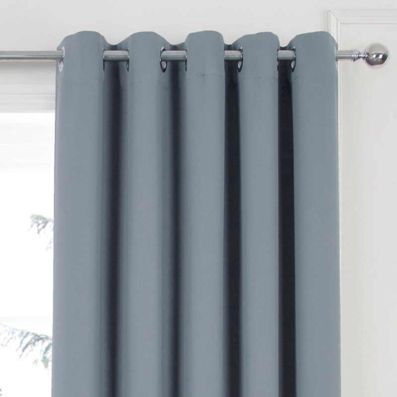 Chacra Eyelet Room Darkening Curtains, Grey, Width 114 x Drop 183cm