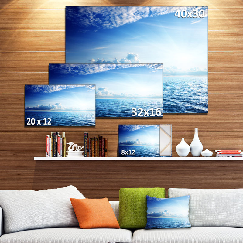 Blue Caribbean Sea And Perfect Blue Sky - Wrapped Canvas Print, 16" H x 32" W x 1" D