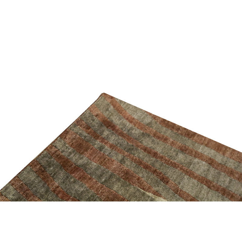 Windsom Striped Area Rug in Black/Rust/Gray