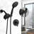 Classic Wall Mounted Rain Shower Head With Handheld - Matte Black Brass, 1.8 Gpm, 6 Spray Patterns, Adjustable Flow, 59" Hose, Power Fog, Water Saving Modes In Modes, Convenient Use