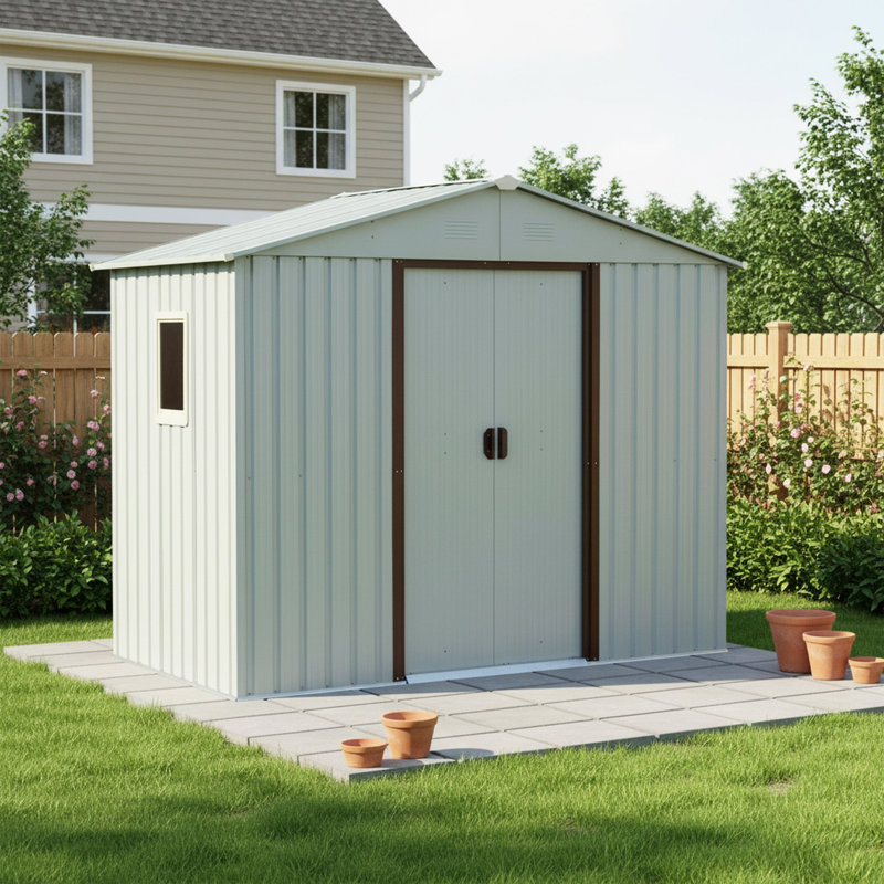 6 ft. x 5 ft. Metal Storage Shed with Window Panel, 46.85" H x 72.44" W x 72.44" D, White
