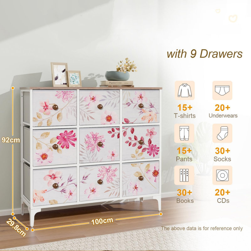 100cm W 9 - Drawer Chest of Drawers