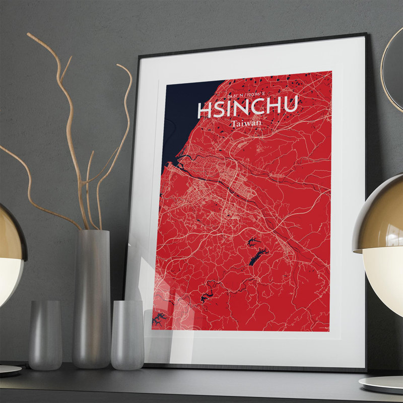 Hsinchu City Map In Nautical - No Frame Print, 36cm H x 24cm W x 0.05cm D