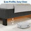 Grand lit plateforme avec tête de lit tapissier réglable en lin, lattes de bois, structure robuste, aucun sommier requis, assemblage facile-746257011