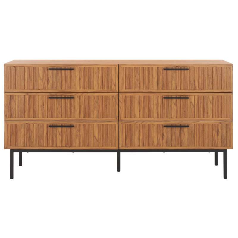 Starns 63.1'' W 6 - Drawer Dresser, Oak/Black