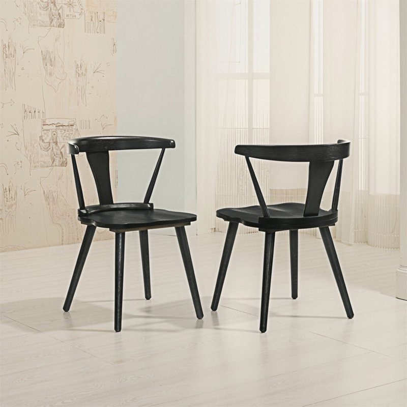 Ensemble de 2 chaises en bois massif, Noir
