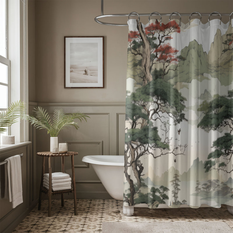 Rideau de douche Premium, H 74 po x l 71 po, Arbres anciens