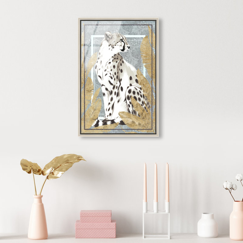 Jungle Cheetah Gold Canvas Animals Print by Oliver Gal, 16"H x 11"W, Silver Frame