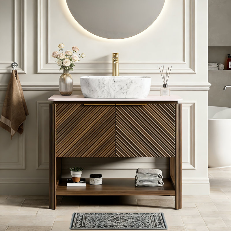 Meuble-lavabo simple 36 po avec lavabo vasque, meuble de rangement autoportant, 36"