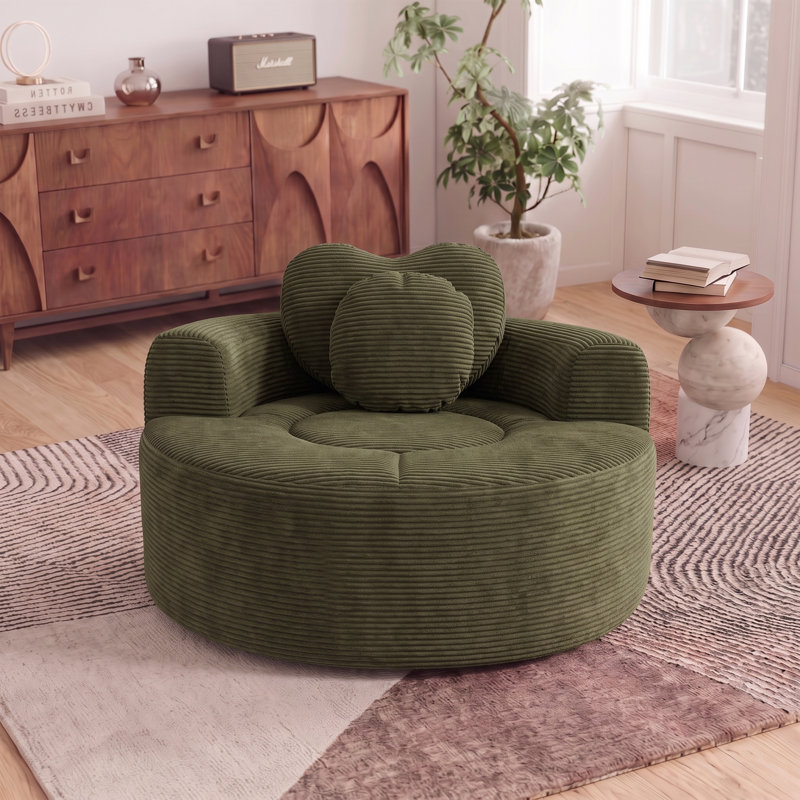 Petit canapé-lit modulaire rond en nuage, sans assemblage requis, avec coussins pour le salon, Green