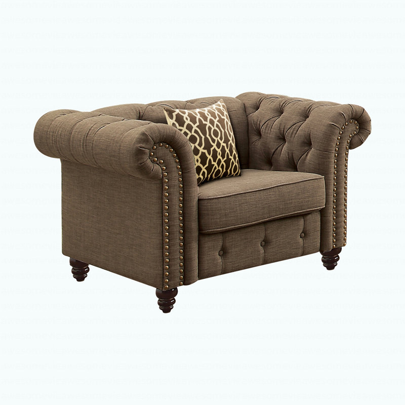 Chaise moderne en lin brun avec coussin