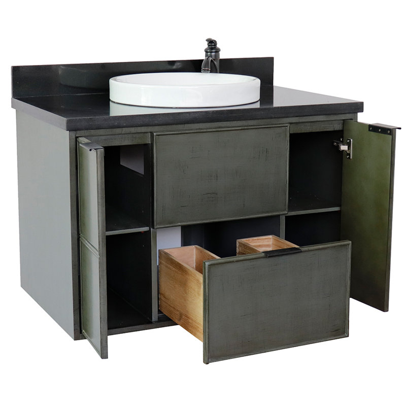 Ensemble de meuble-lavabo simple mural 37 "37", Noir galaxie