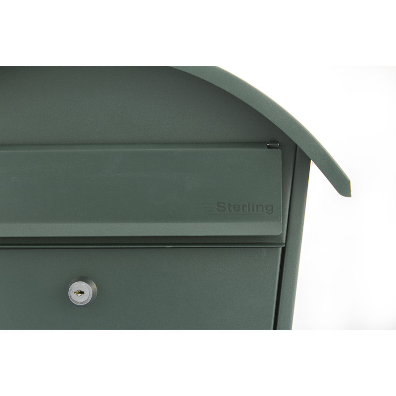 Classic 2 Wall Mounted Galvanised Steel Lockable Weatherproof Post Box - 36x38x13cm, Matt Green