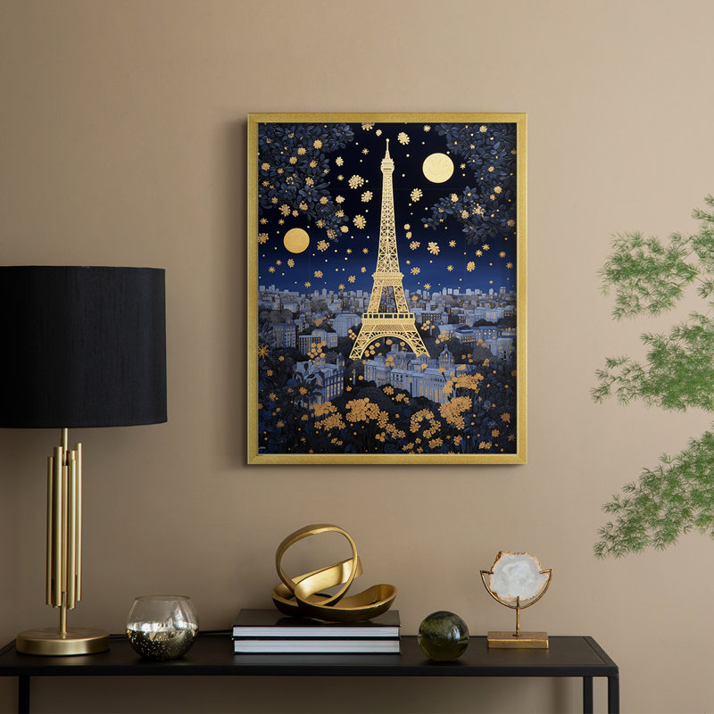 Paysages de la série Cccx - reproduction encadrée de qualité supérieure - prête à être accrochée - aucun clou requis, Doré