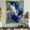 «Blue Sturdy Guardians Accents With White», peinture murale abstraite, art mural encadré abstrait bleu