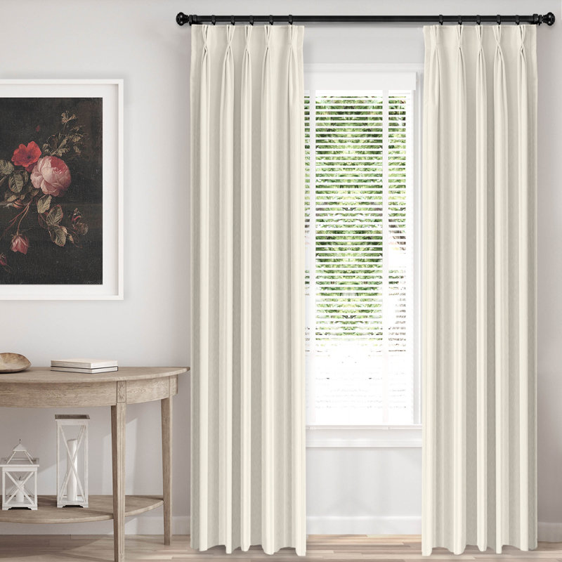 Velvet Room Darkening Curtain Pair, 20" x 132" , Ivory