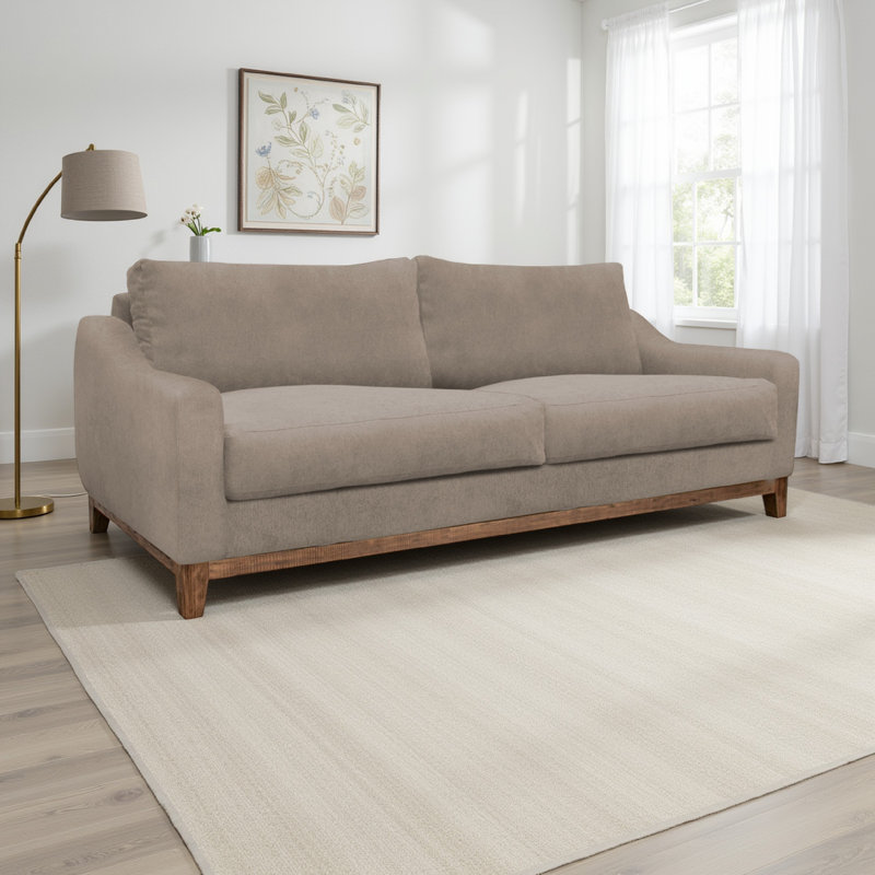 Structure et base en bois Disheka, canapé, H 38,5 po x l 62,25 po x P 35 po, Brown Polyester Blend