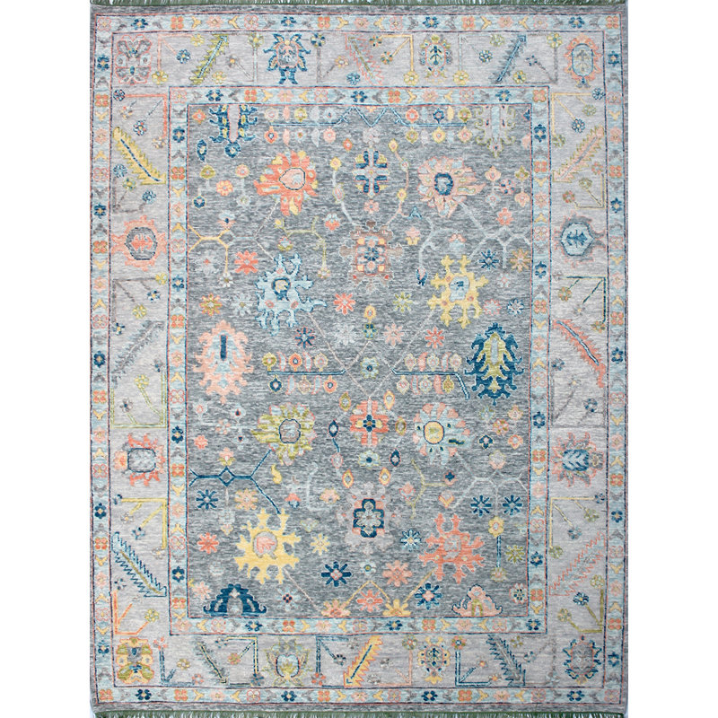 Tapis en laine et viscose noués à la main, Rectangle 9 pi x 12 pi