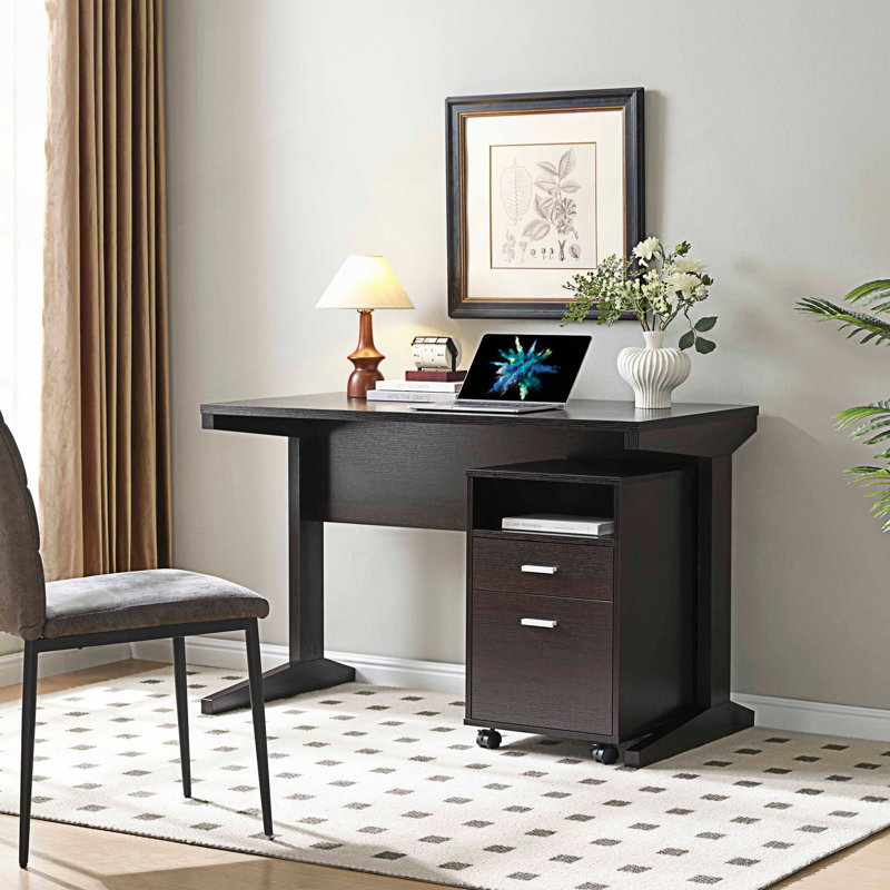 Bureau compact à domicile avec classeur amovible sur roulettes verrouillables