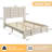 Queen Size Wood Bed Frame With Tall Headboard, Farmhouse Platform Bed With Solid Wood Slats Support, No Box Spring Needed