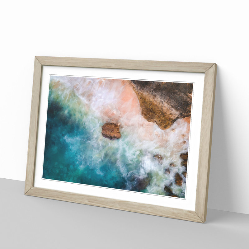 Beach Waves - Picture Frame Painti, 33cm H x 45cm W x 2cm D, Oak