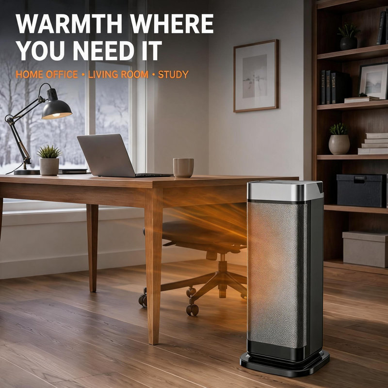 PTC Ceramic Space Heater, with 900W/1500W heat settings, overheat protection, Silver
