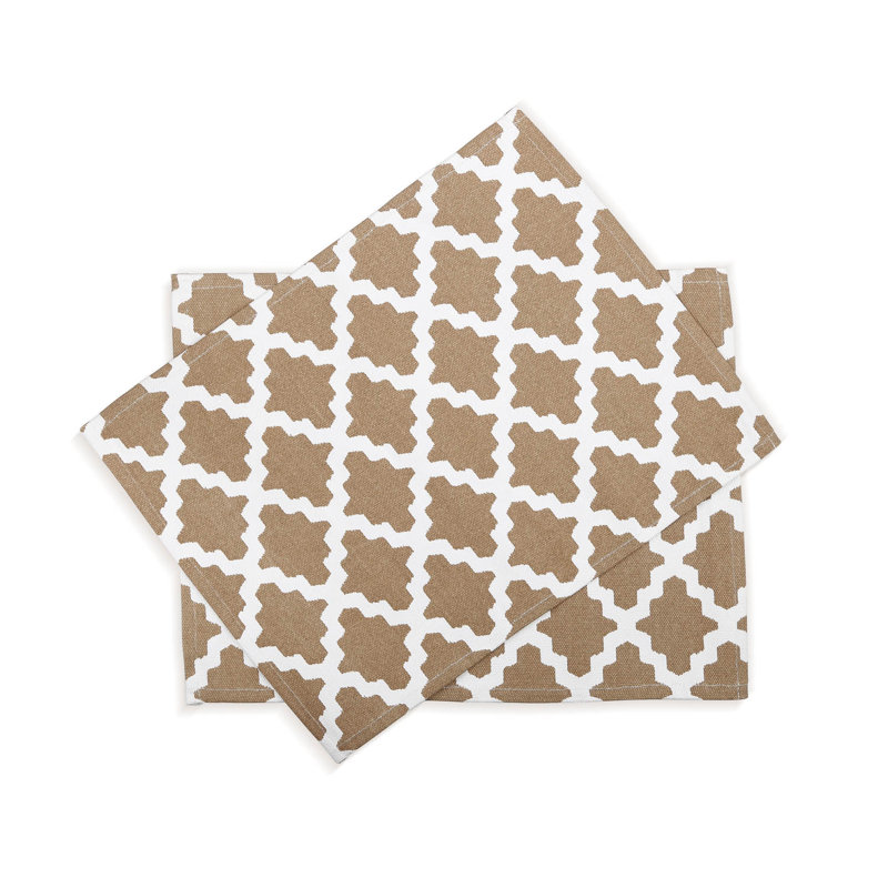 Wilhoit Cotton Geometric Rectangle Placemat, Beige