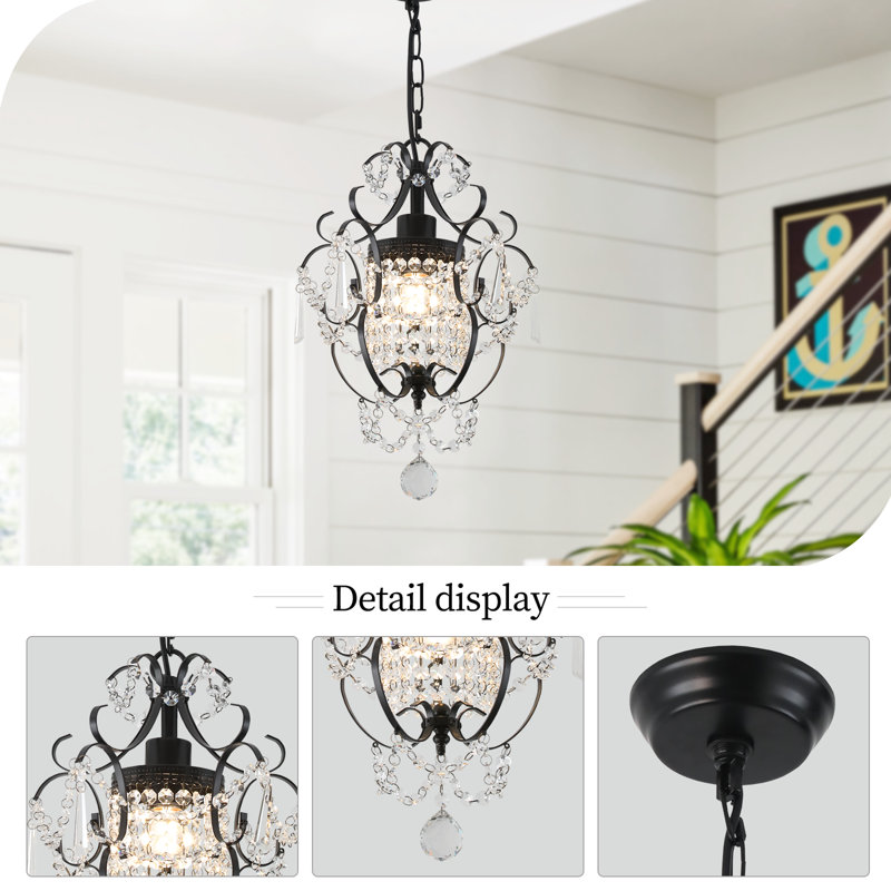 Matt Black Classic Traditional Crystal Pendant Chandelier
