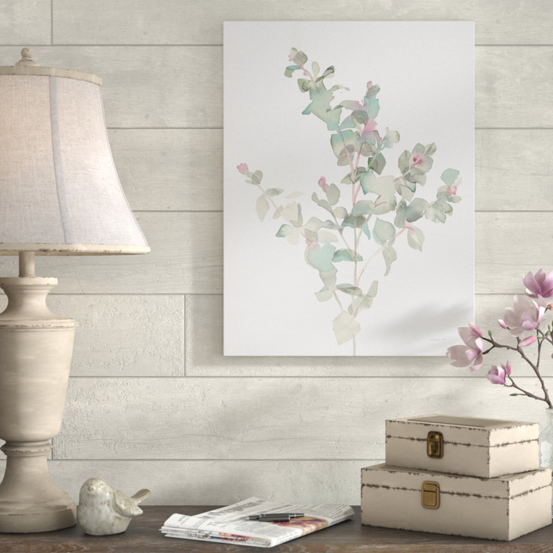 « eucalyptus ii white », reproduction de peinture à l’acrylique sur toile tendue, H 47 po x l 35 po