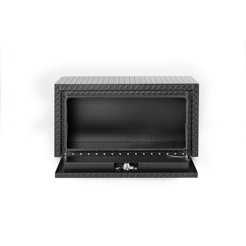 Coffre à outils de 36 pouces en aluminium avec coffre de rangement pour coffre à outils robuste avec serrure et clés, coffre de remorque imperméable, plaque de fil de diamant extra épais mat