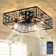 19.68'' Crystal Square Caged Flush Mount Ceiling Fan with Light Kit and Remote