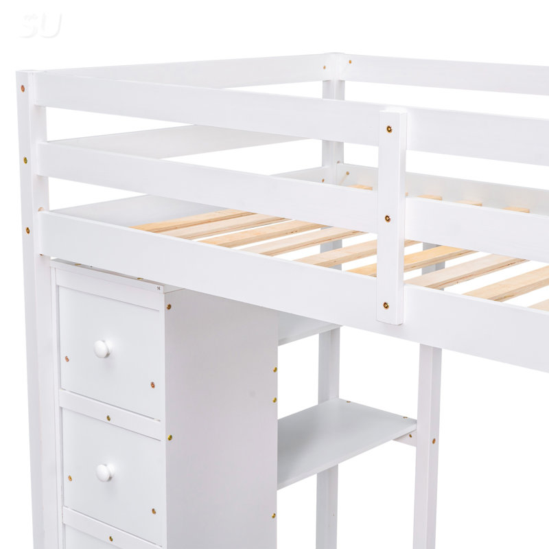 Latitude Run® Twin Size Loft Bed With Storage Drawers ,Desk And Stairs ...