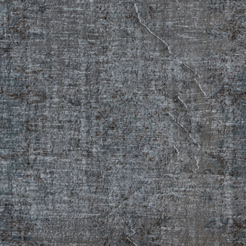 Tapis turc contemporain fait à la main de 6 x 9,4 pi en gris pur, brun et gris bleuté