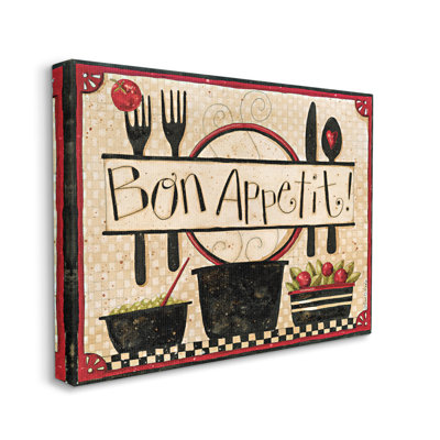 Bon Appetit Phrase Vintage Kitchen Cooking Charm by Dan DiPaolo - Graphic Art