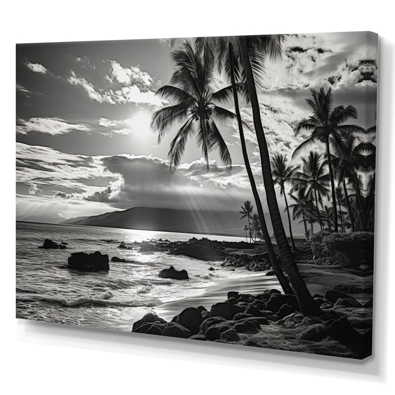 Maui Beautiful Cityscape Black III sur toile, H 16 po x l 32 po x P 1 po, Toile tendue