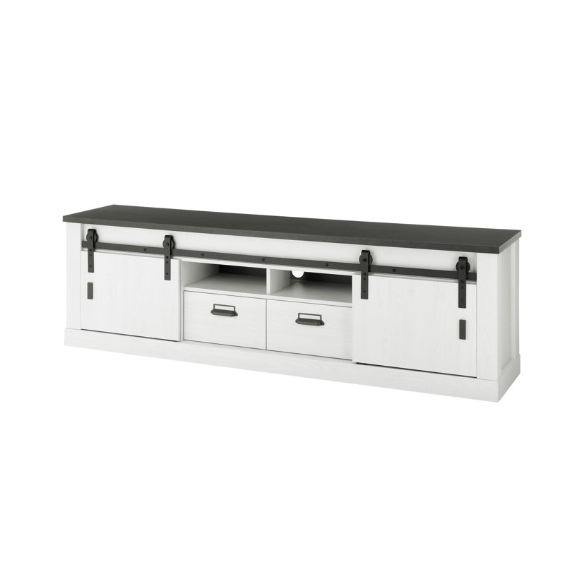 Jackeline TV Stand for TVs up to 88", White/Black
