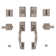 Cozyblock Double Door Handle Sets With Single Cylinder Deadbolt, Rectangular Adjustable Entry Door Lock Sets With Dummy (Round Lever, Brushed Nickel)