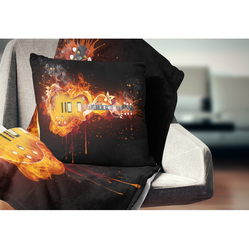 Guitare électrique - Coussin imprimé abstrait, 16 po x 1 po, Coussin décoratif