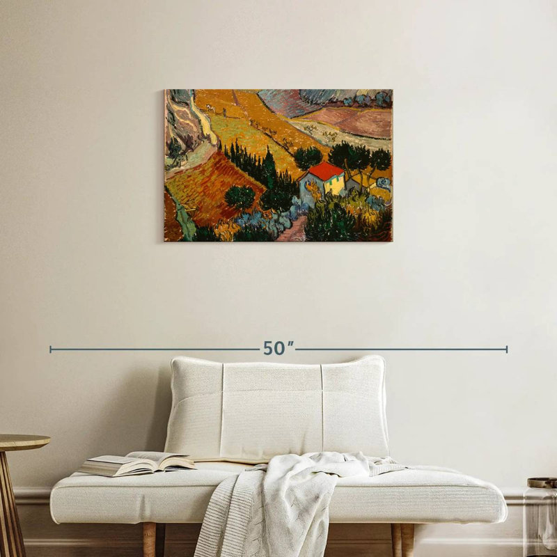 Alvord, paysage avec maison et laboureur, H 20 po x l 30 po