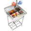 Évier utilitaire en acier inoxydable, 1 compartiment, 16 x 13 8,7 po, pour le garage, le restaurant, la cuisine, la buanderie, les pieds réglables, le robinet à fuite 360, la fonction de robinet