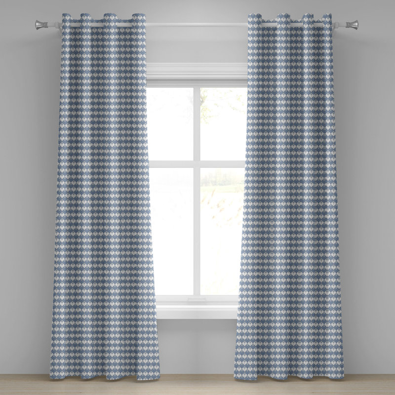 Rideau à œillets géométrique à 2 panneaux Latitude Run®, 50 po x 108 po, bleu ardoise, blanc, bleu, L 50 po x L 108 po