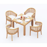 3 Pcs Grade-A Teak Wood Dining Set: 36" Square Table And 2 Lenong Arm Chairs #11LN0802