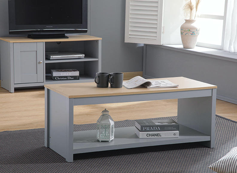 Lubeck Sled Coffee Table with Storage, Grey