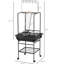 Meuble de jeu d'oiseaux gris foncé avec roulettes - tablette inférieure pour le rangement, bols en acier inoxydable, plateau coulissant, roues de perroquet de suspension, divertissement Perches,
