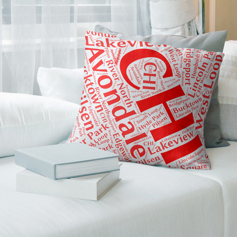Housse de coussin en cuir Illinois Dist Quartiers, 18 po x 18 po, Rouge